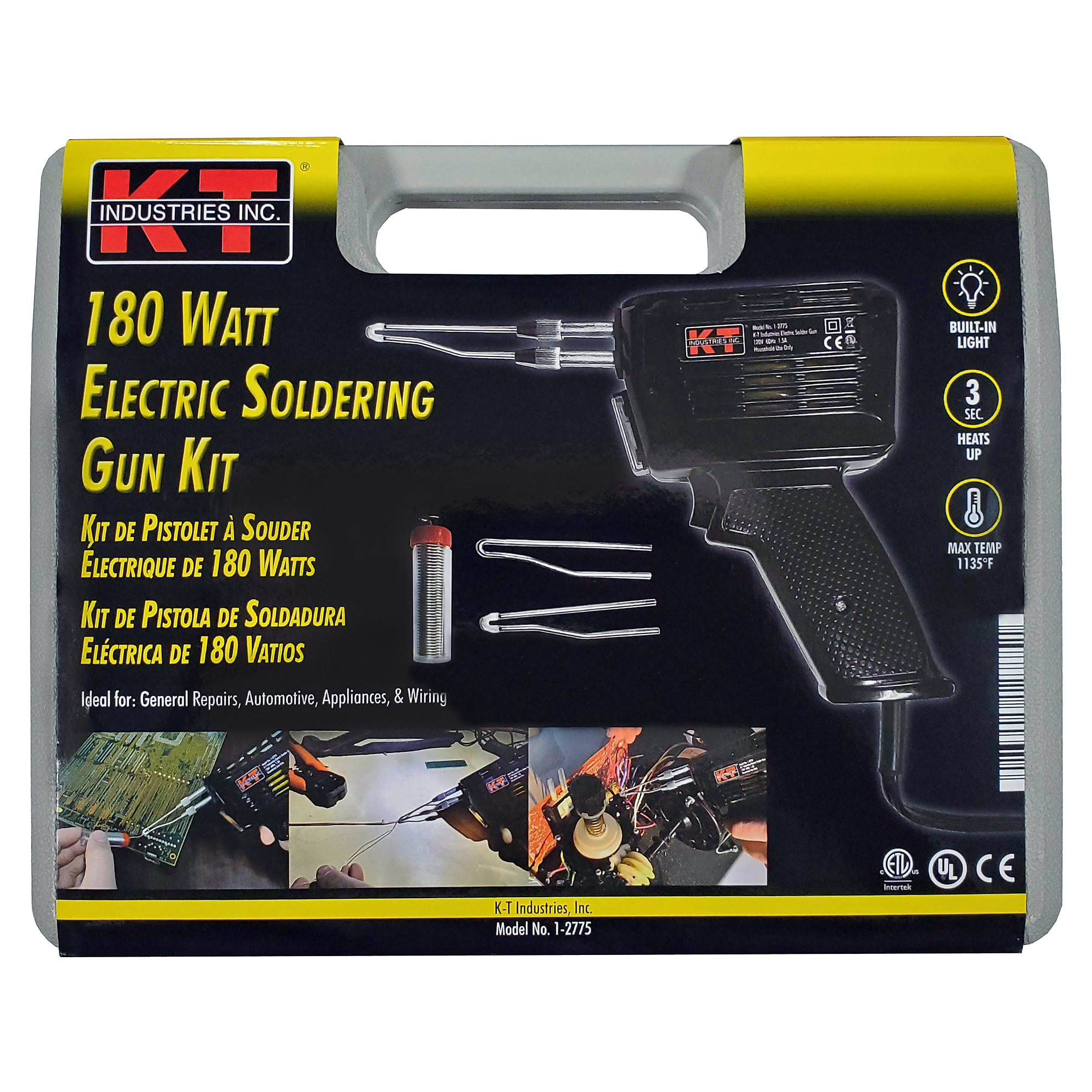 K-T Industries Soldering Gun Kit — 180W, 1135Â°F, Includes Case, Model# 1-2775